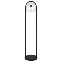 65" Black Column Floor Lamp With Clear Seeded Glass Globe Shade
