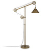 70" Brass Reading Floor Lamp With Gold Cone Shade