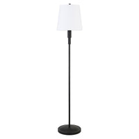 60" Black Traditional Shaped Floor Lamp With White Frosted Glass Drum Shade