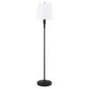 60" Black Traditional Shaped Floor Lamp With White Frosted Glass Drum Shade