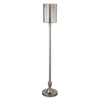 68" Nickel Torchiere Floor Lamp With Silver Transparent Glass Drum Shade