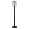 68" Black Torchiere Floor Lamp With Clear Transparent Glass Drum Shade