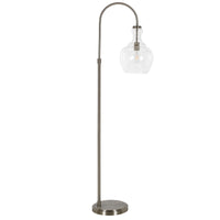 70" Nickel Arched Floor Lamp With Clear Seeded Glass Dome Shade