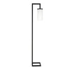 67" Black Reading Floor Lamp With White Frosted Glass Drum Shade