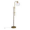 68" Brass Adjustable Reading Floor Lamp With Clear Seeded Glass Globe Shade