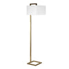 68" Brass Traditional Shaped Floor Lamp With White Frosted Glass Rectangular Shade