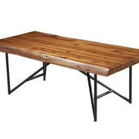 50" Black And Brown Solid Wood Rectangular Coffee Table