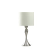 25" Silver Metal Table Lamp With Off White Drum Shade