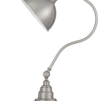 25" Nickel Metal Desk Table Lamp With Nickel Dome Shade