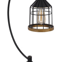 31" Bronze Metal Table Lamp With Bronze Cage Shade