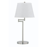 28" Nickel Metal Table Lamp With Off White Empire Shade