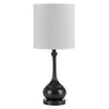 25" Bronze Metal Table Lamp With Beige Drum Shade