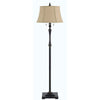 61" Bronze Two Light Traditional Shaped Floor Lamp With Brown Square Shade