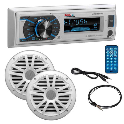 Boss Audio Marine Combo - Mechless AM/FM Digital Media Receiver with Bluetooth and (2) 6.5