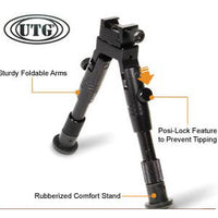 UTG Bipod, SWAT/Combat Profile,Adjustable Height, Rubberized Stand