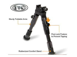 UTG Bipod, SWAT/Combat Profile,Adjustable Height, Rubberized Stand