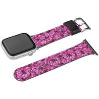 Pink Impatiens Leather Apple Watch Band
