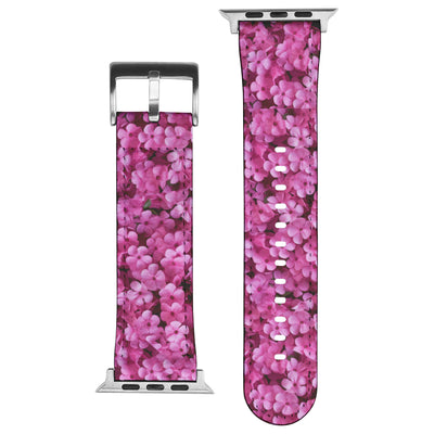 Pink Impatiens Leather Apple Watch Band