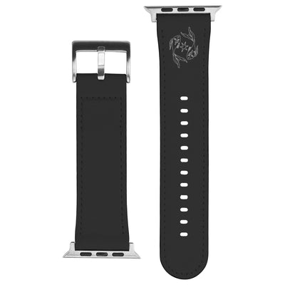 Pisces Zodiac Birth Sign Apple Leather Watch Band in Black