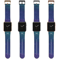 Pisces Zodiac Birth Sign Apple Starry Sky Leather Watch Band