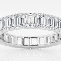 14k White Gold 4ct Emerald Cut Lab Grown Diamond Eternity Band