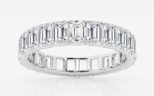 14k White Gold 4ct Emerald Cut Lab Grown Diamond Eternity Band