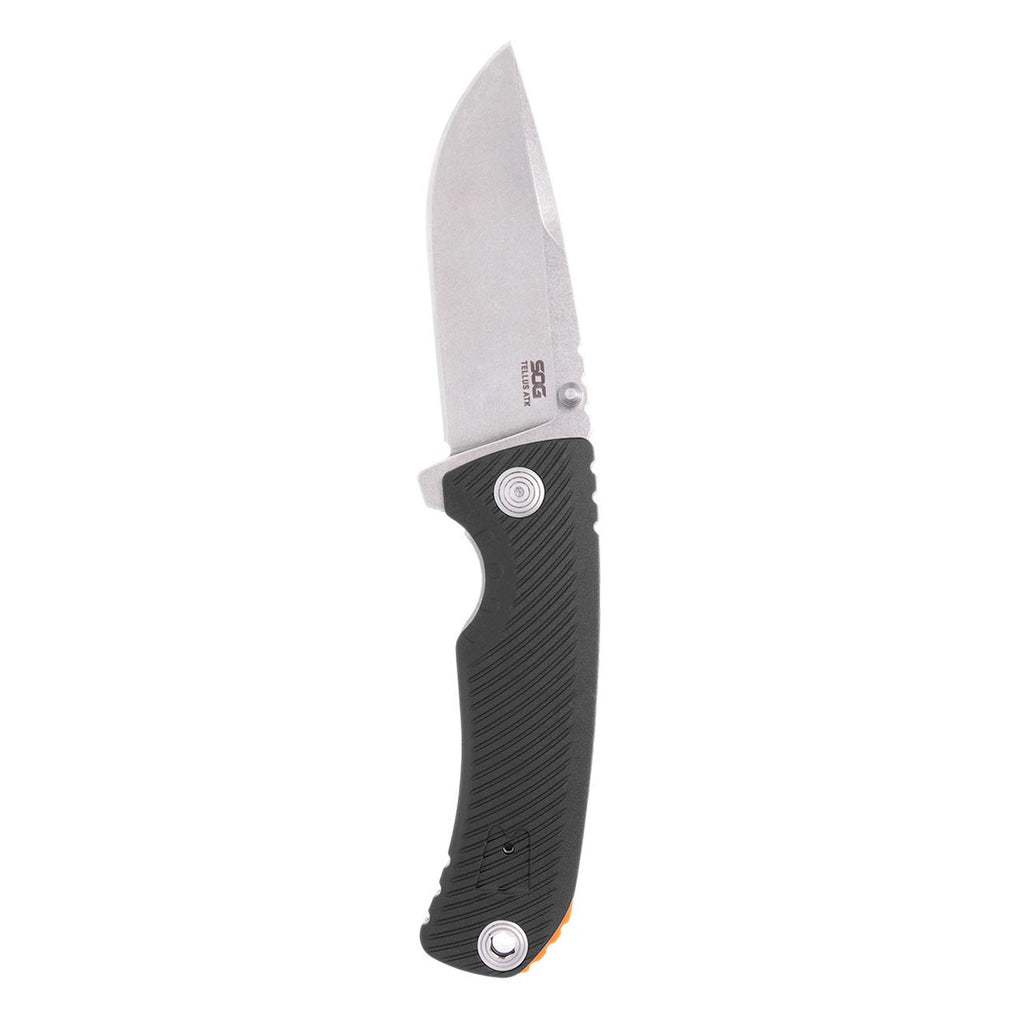 Sog Tellus Atk 3.5" Folding Pocket Knife (black + Blaze Orange)