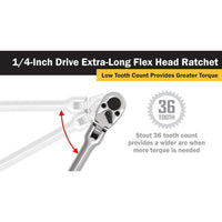 Titan 1/4" Drive X 12" Extra-long Flex Head Ratchet