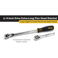 Titan 1/4" Drive X 12" Extra-long Flex Head Ratchet