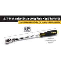 Titan 1/4" Drive X 12" Extra-long Flex Head Ratchet