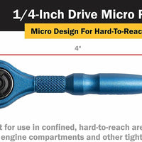 Titan 1/4" Drive Aluminum Swivel Head Micro Ratchet Blue