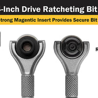 Titan 1/4" Drive Aluminum Swivel Head Micro Ratchet Bit Driver Silver