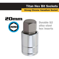 Titan 20mm Hex Bit Socket - 1/2" Drive