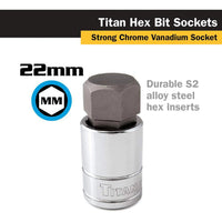 Titan 22mm Hex Bit Socket - 1/2" Drive