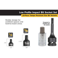 Titan Impact Grade Tamper Resistant Stubby Star Bit Socket Set (10 Piece Set)