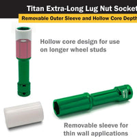 Titan 1/2" Impact Drive X 22mm Non-maring Extra-long Lug Nut Socket