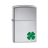 Zippo Windproof Lighter A Bit O' Luck Clover High Polish Chrome