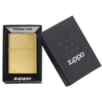 Zippo Windproof Lighter Vintage Brushed Brass W/slashes