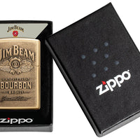 Zippo Windproof Lighter Jim Beam Brass Emblem High Polish Brass