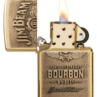 Zippo Windproof Lighter Jim Beam Brass Emblem High Polish Brass