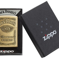 Zippo Windproof Lighter Jack Daniel's® Label-brass Emblem High Polish Brass