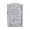 Zippo Windproof Lighter Serenity Prayer Satin Chrome Finish