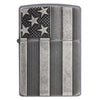 Zippo Windproof Lighter U.s. Flag Armor Case  Antique Slilver Plate Finish
