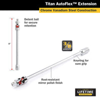 Titan 3/8" X 8" Length Auto Flex Universal Joint Extension Adapter