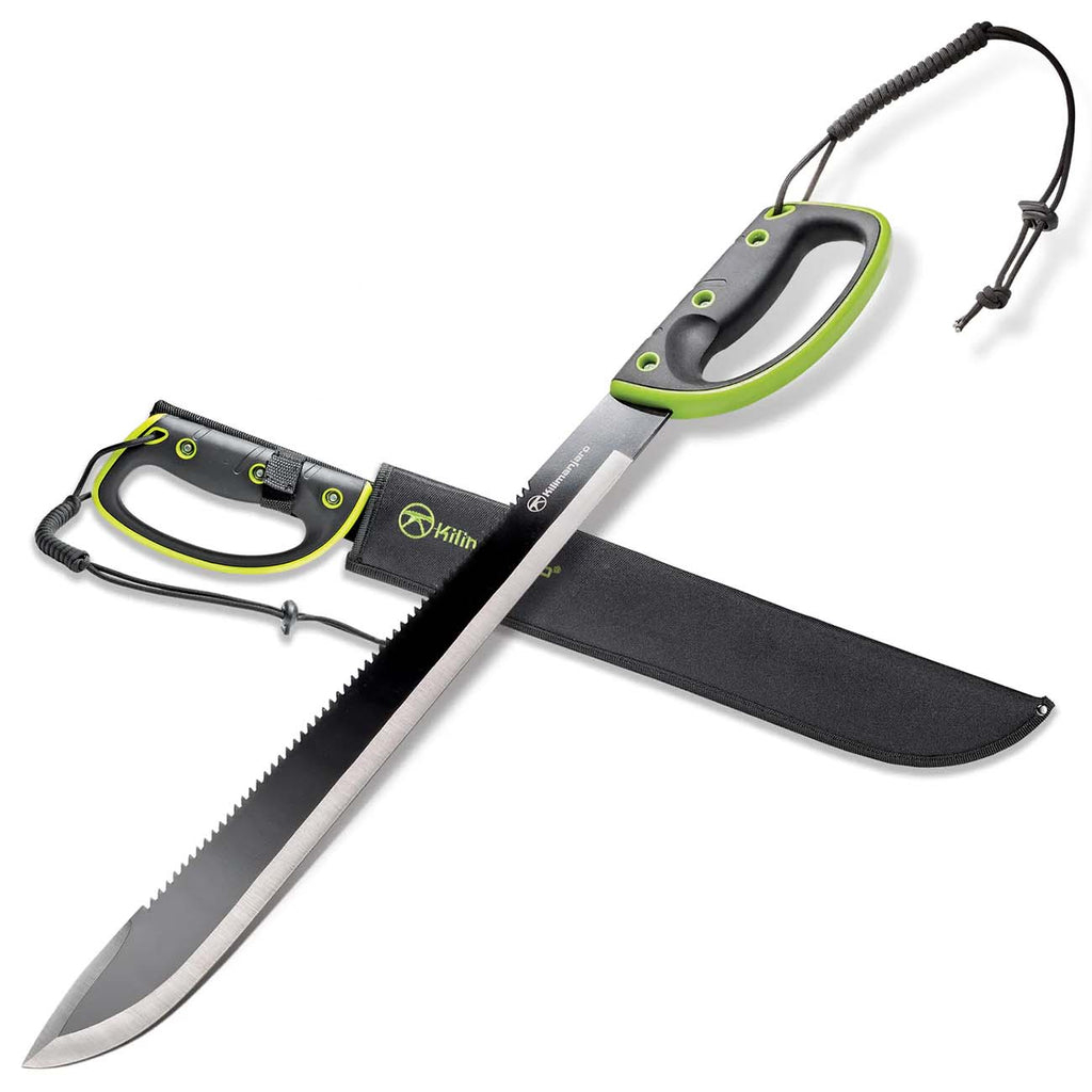 Kilimanjaro 24" Machete With Serrated Back And Black Finish With Nylon Storage Sheath