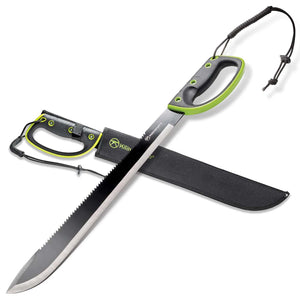 Kilimanjaro 24" Machete With Serrated Back And Black Finish With Nylon Storage Sheath
