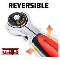 Powerbuilt 3/8" Drive Stubby Ratchet With 270° Swivel Head - 72 Tooth