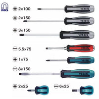 Vessel Megadora Impacta Assorted Screwdriver Set (8-piece)