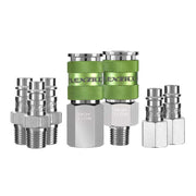 Flexzilla® Pro High Flow Coupler And Plug Kit 3/8" Npt 1/4" Body 7-piece Zillagreen™/nickel