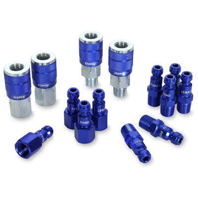 Colorconnex Coupler  Plug Kit Type C 1/4in Npt 1/4in Body Blue 14 Pc